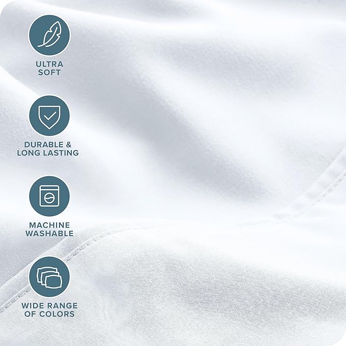 Bare Home Hotel Luxury Twin Sheet Set, Extra Soft - 4 Piece Set - Deep Pockets - Easy Fit - Cooling & Breathable - Wrinkle, Fade, Stain Resistant - Includes 2 Pillowcases (Twin, White)