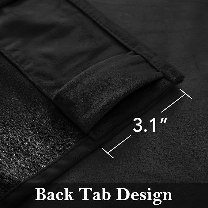 Black Blackout Curtains 96 inches Halloween Decor, 2 Panels | Heavy Thick - Image 2