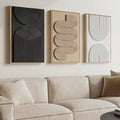 3D Textured Framed Neutral Abstract Geometric Wall Art Set of 3, 16 x 24 In | by Cuspin