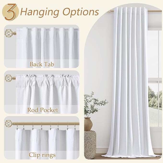 White 100% Blackout Linen Curtains 52 Inch Wide by 140 Inch - Image 6
