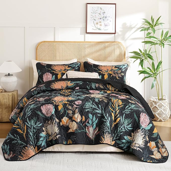 Dintszyayue Quilt Queen Size Black, Soft Microfiber Lightweight Farmhouse Bed - Image 9