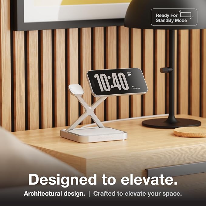 NOCO XGrid XDS3: 3-in-1 Wireless Charging Stand – Charging Station for iPhone, Apple Watch, and AirPods – MagSafe Compatible, Qi2 Certified – Includes 45W USB-C Wall Charger and 6.5-Foot USB-C Cable