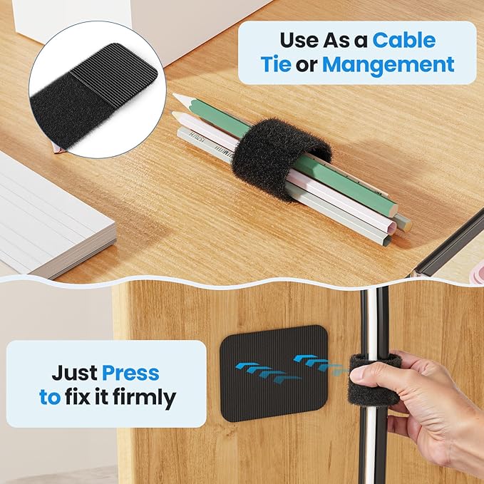 Cable Management Under Desk, Enhanced up to 15 Cord Organizer30 Pair | Reusable - Image 3