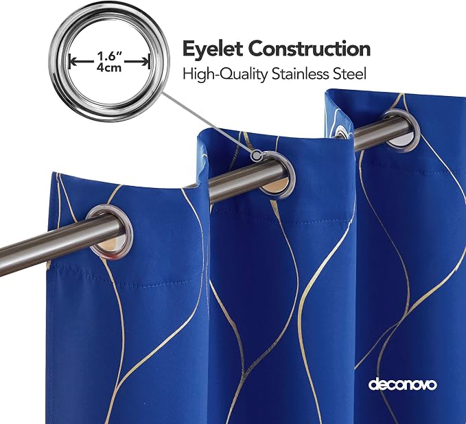 Deconovo Curtains for Living Room, Pattern Blackout Curtains 45 Inches Long | - Image 3