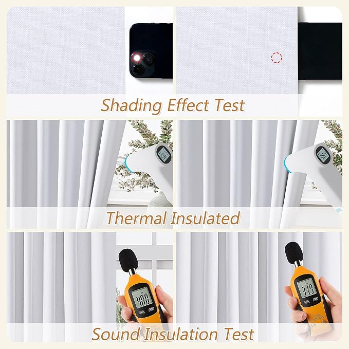 White 100% Blackout Linen Curtains 52 Inch Wide by 140 Inch - Image 5