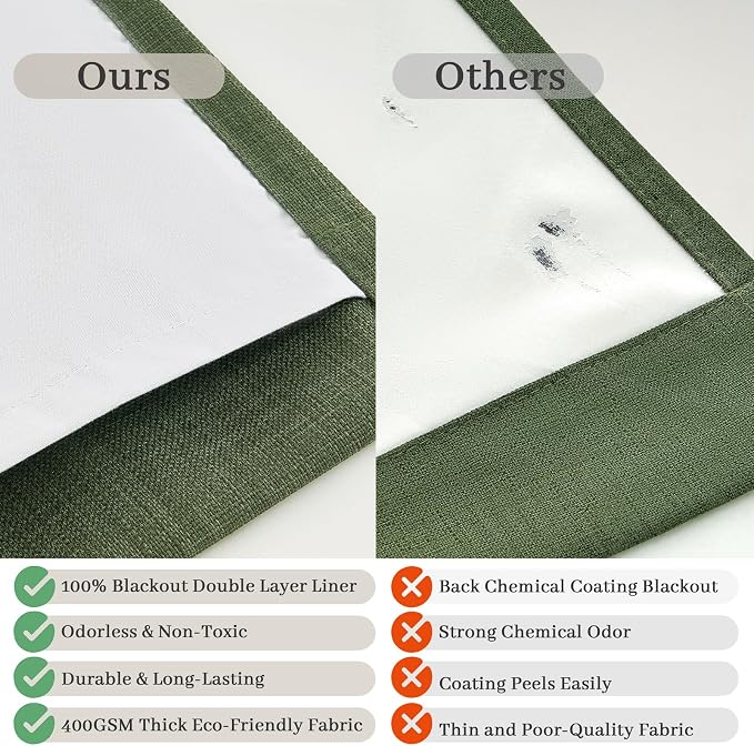 Blackout Dark Green Viral Curtains 90 Inches Long - Image 8