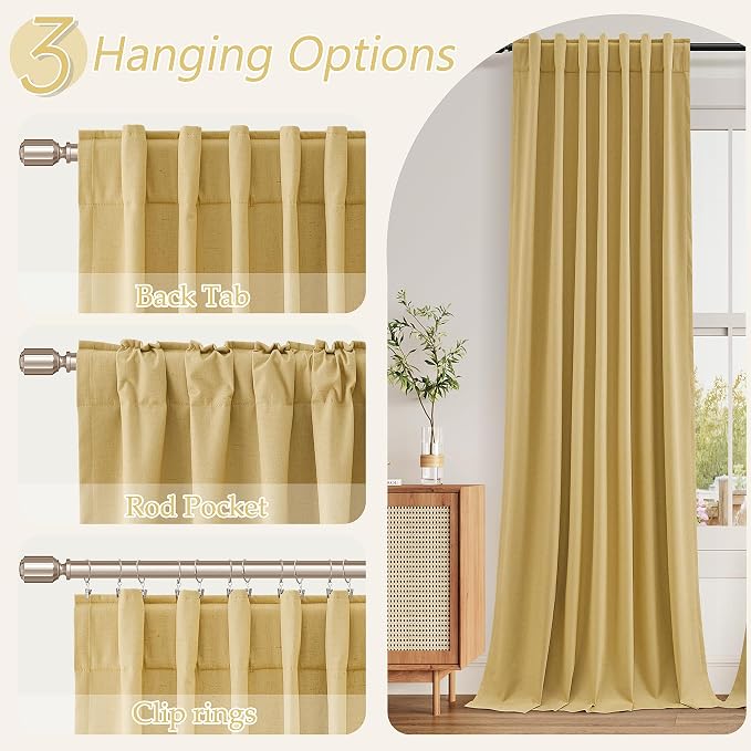 100% Blackout Curtains 96 Inch Length 2 Panels Set - Image 6