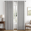 MIULEE 100% Blackout Linen Curtains 42 x 84 Inch Greyish White 2 Panels | by MIULEE