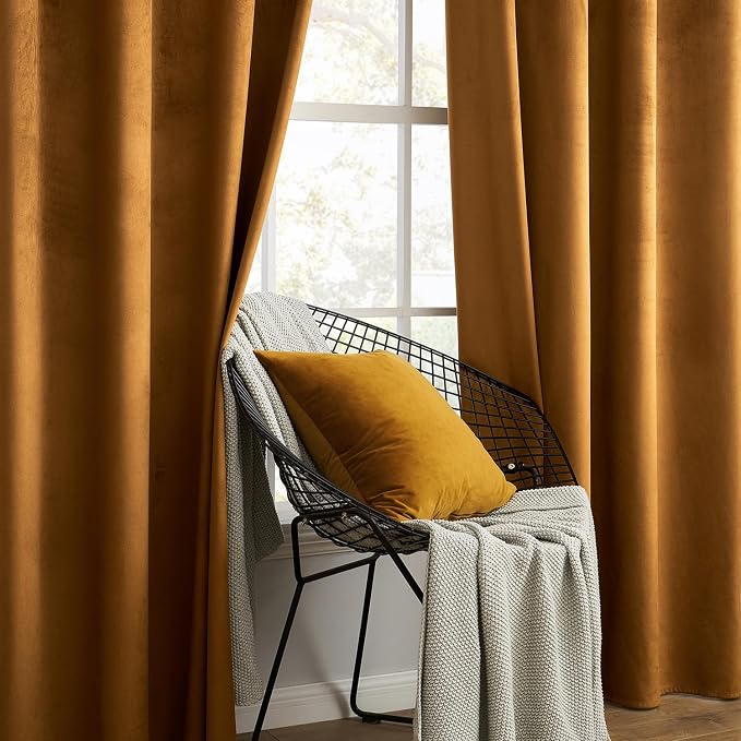 MIULEE Velvet Curtains Golden Brown 52 x 108 Inch Length Set of 2 | Extra Long - Image 6