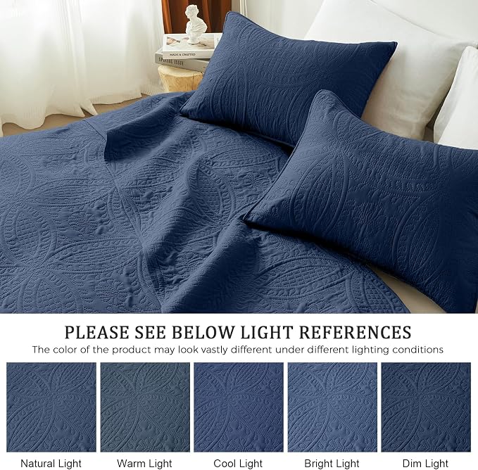 akkialla Navy Twin Quilt Set, Ultrasonic Lightweight Bedspread Coverlet - Image 5
