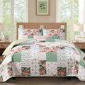 Anibedding Floral Patchwork Quilt Set Queen Size, Soft Lighweight Farmhouse by Anibedding