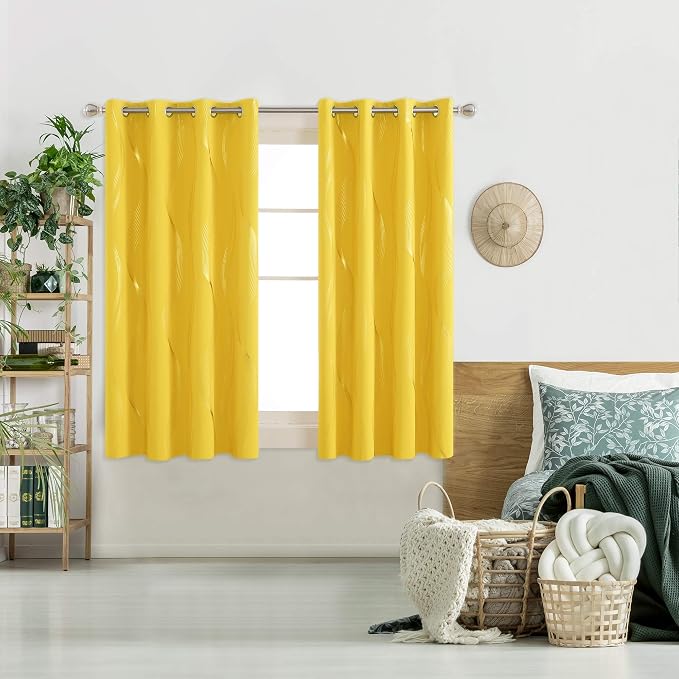 Deconovo Curtains for Living Room, Pattern Blackout Curtains 45 Inches Long | - Image 2