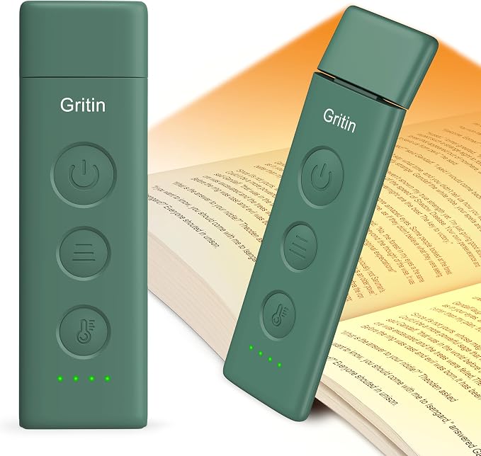 Gritin Book Light Rechargeable, Clip on LED Reading Light by Gritin