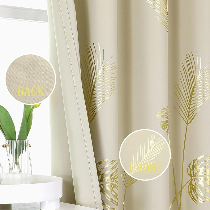 Beige Curtains 102 Inches Long, Room Darkening Curtains - Image 3
