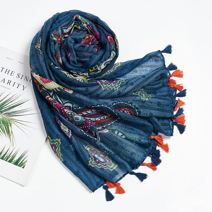 Scarf for Women Lightweight Soft Floral Leopard Printed Scarves Fall Winter Fashion Shawl Wrap with Fringe