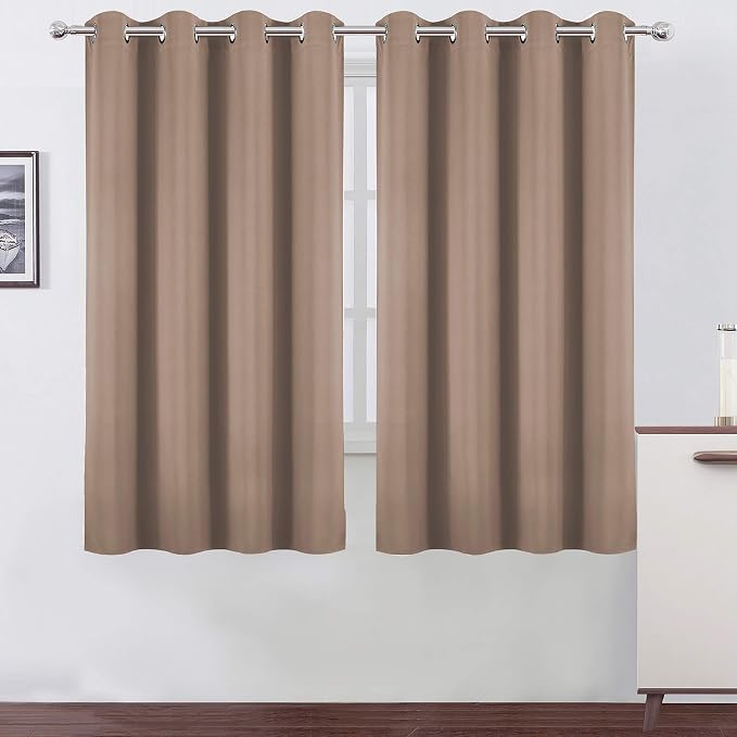 Cappuccino Blackout Curtains 52 x 63 Inch Length/Set of 2 Curtain by Lemomo