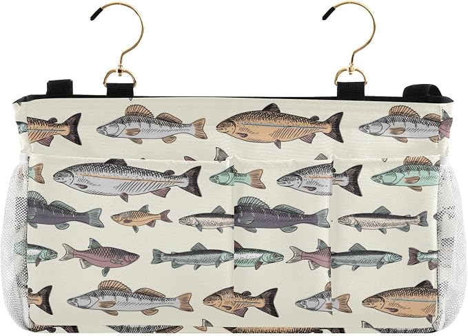 Fish Vintage tag8 Bedside Caddy Storage Bag Bedside Organizer - Image 2