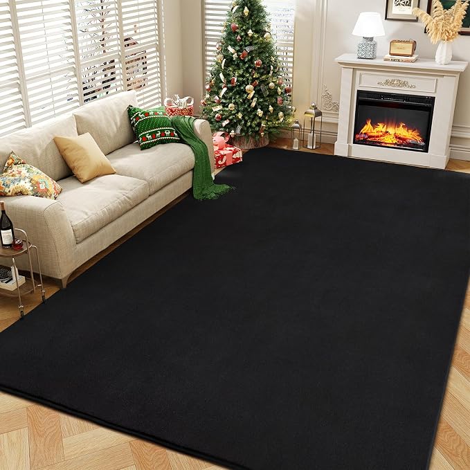 Modern Area Rugs for Bedroom Living Room, 4x6 Black Memory Foam Rug | Thickened - Image 9