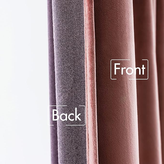 MIULEE Velvet Curtains 52x90 inches 2 Panels Dusty Rose Pink Curtains | Luxury - Image 6