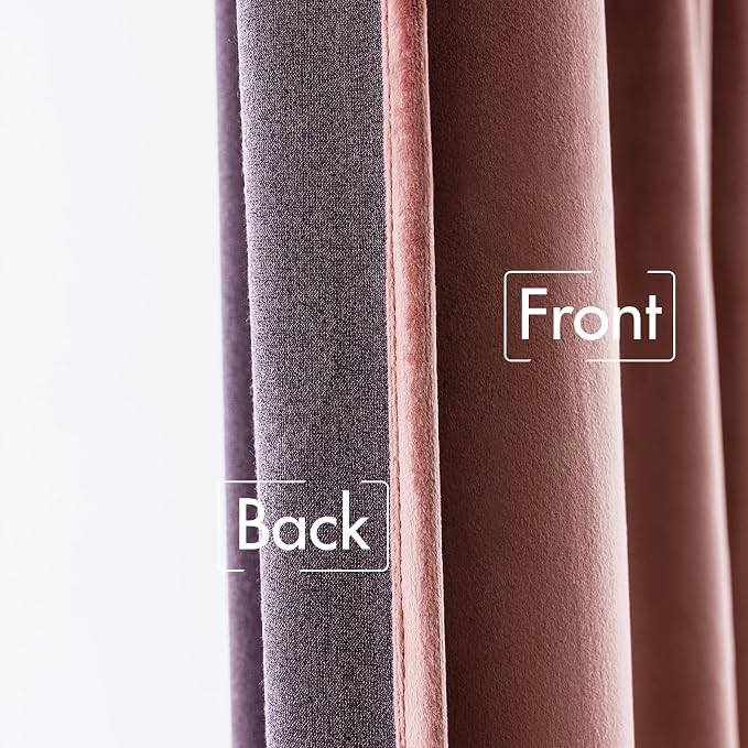 MIULEE Dusty Rose Pink Velvet Pinch Pleat Blackout Curtains 52" W x 84" L | 2 - Image 6