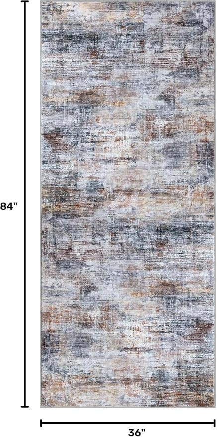 Abstract Runner Rug 3x7 Ft Washable Runners - Image 2
