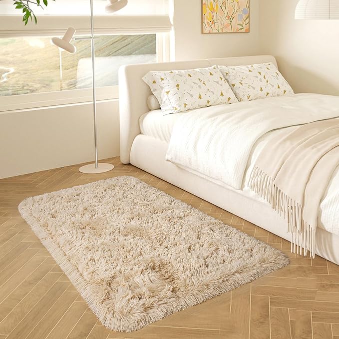 HOMORE Small Rugs for Bedroom 2x3 Feet Beige Rug for Bedside Living Room | Soft by Homore