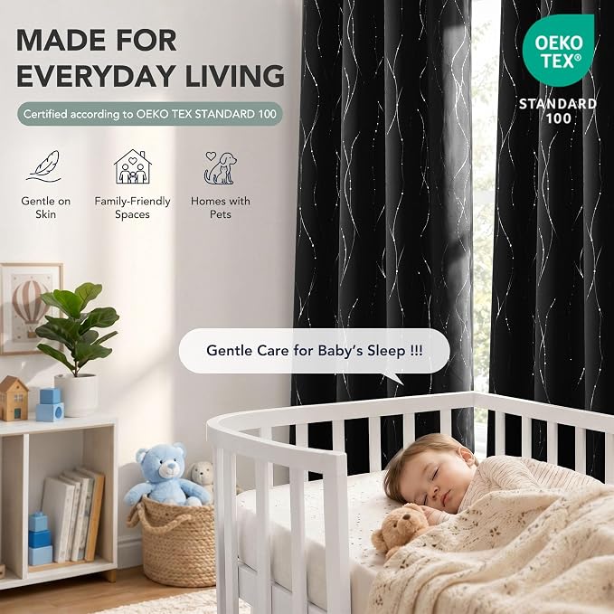 Deconovo 100% Blackout Living Room Curtains 95 Inches Long, Thermal Insulated - Image 8