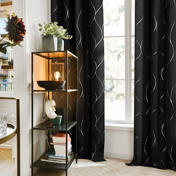 Deconovo Curtains for Living Room, Pattern Blackout Curtains 63 Inches Long | - Image 3