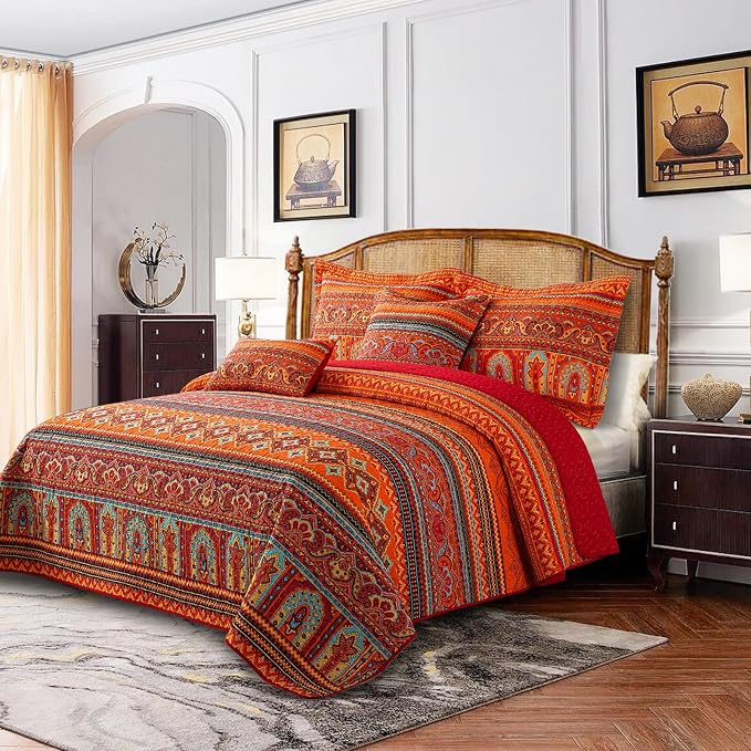 BEDIFANY 100% Cotton Cover King Size Quilt Set - Image 2