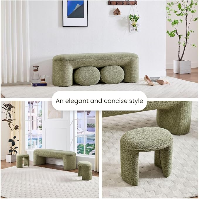 53" Chenille End of Bed Bench Set - Image 8