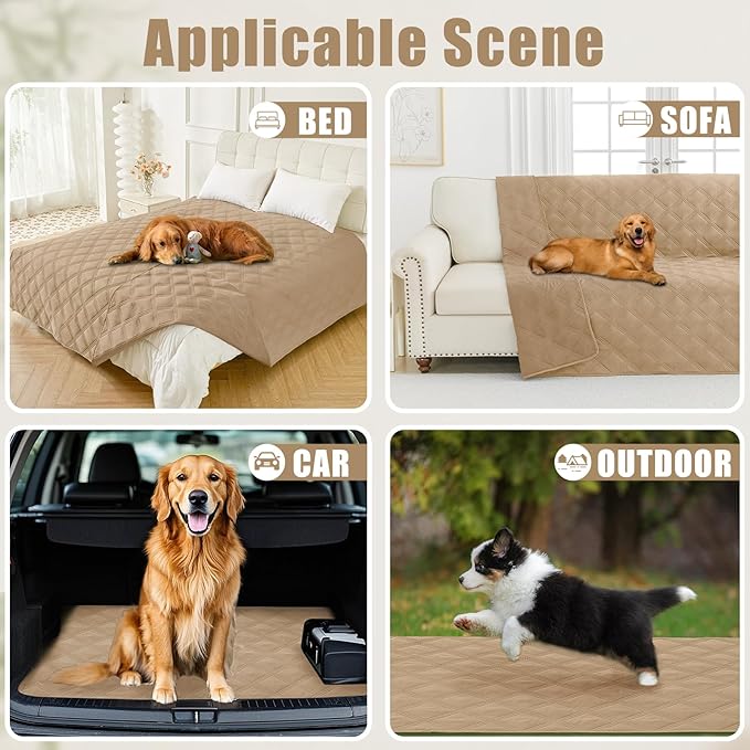 Smiry Waterproof Dog Bed Cover Blanket 30x70, Soft Reversible Pet Blanket, Washable Leakproof Cats Dogs Couch Cover for Sofa, Couch, Furniture, Lattice, Camel/Camel