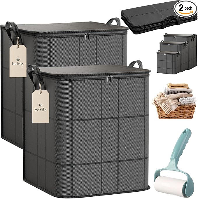 210L Spacious Moving Storage Bin, Large Zippered Fabric Organizer by Unknown