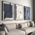 Large 3D Textured Framed Blue and White Abstract Wall Art by Cuspin