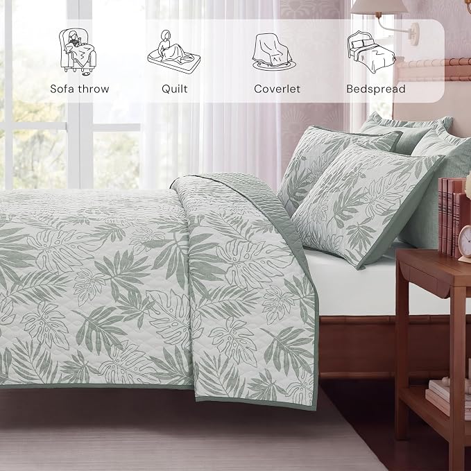 Twin/Twin XL Quilt Set-2 Pieces Soft Bedding Floral Reversible Coverlet | All - Image 7
