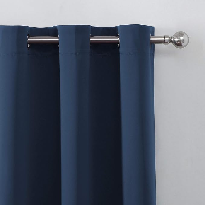 Navy Blue Blackout Curtains 34 x 63 Inch Length/Set of 2 Curtain Panels/Thermal - Image 7