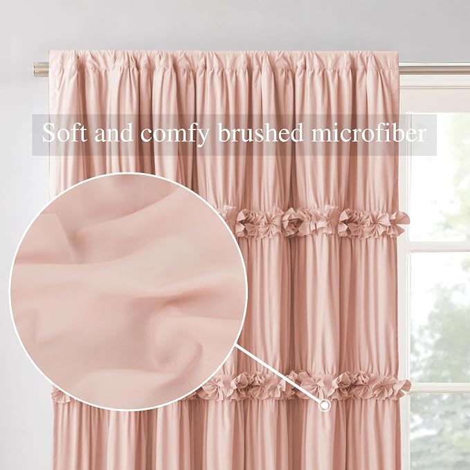 Room Divider Window Curtains, Boho Ruched Blackout Window Treatments - Image 3