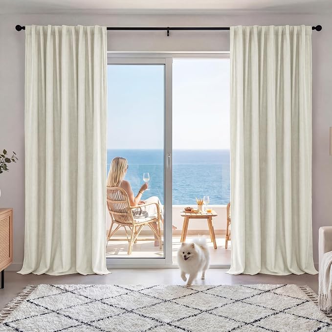 RYB HOME Natural Linen 100% Blackout Curtains by RYBHOME