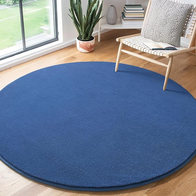 Blue Round Area Rug 5ft Washable Circle Rug - Image 8