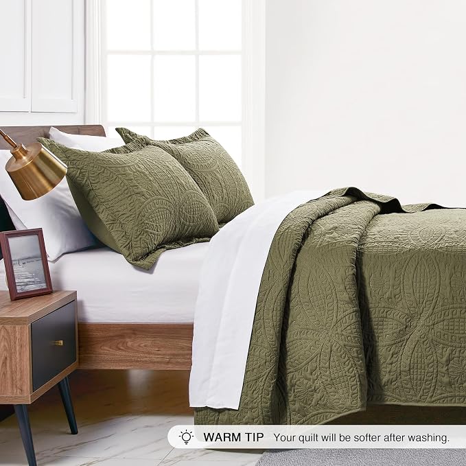 Love's cabin Twin Quilt Bedding Set Green Bedspreads - Image 4