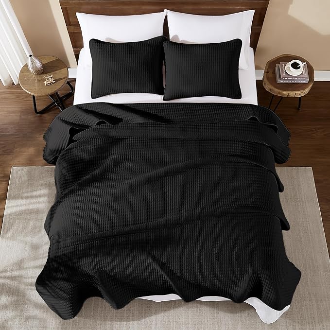 Queen Quilt-Lightweight Bedspreads Black Queen Size Quilt Bedding Set | Soft - Image 4