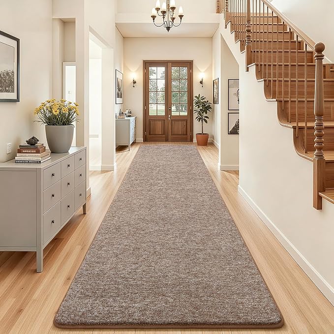2x10 Runner Rug for Hallway, Long Runner Rugs Non Slip, Matte Brown | Soft - Image 7