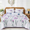 WONGS BEDDING Purple Queen Quilt Set, 3 Pieces Light Purple Floral Bedspread by WONGSBEDDING