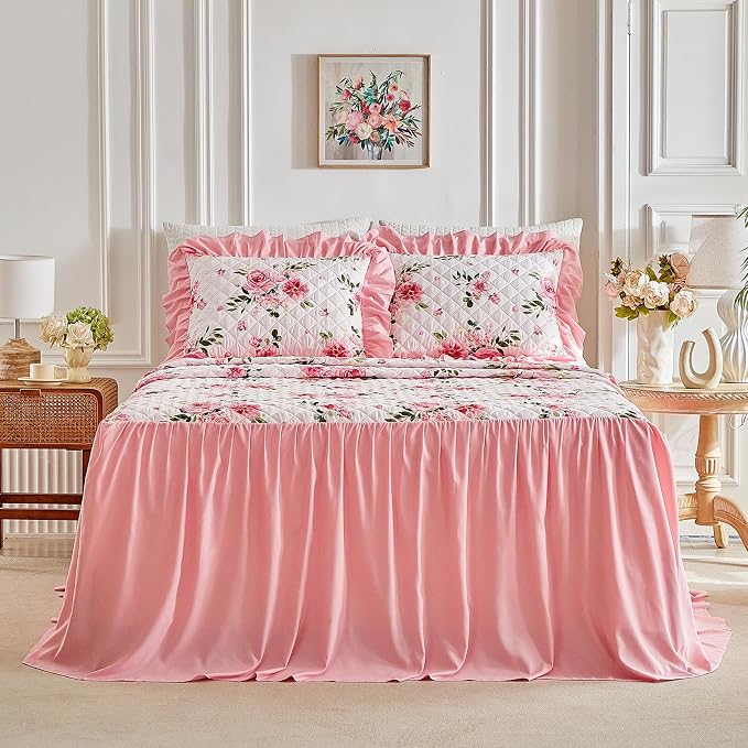 Ruffle Flower Style Skirt Bedspread Set - Image 2