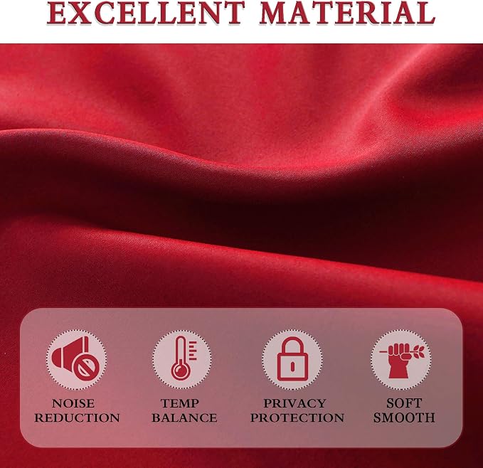 Red Blackout Curtains Thermal Insulated Room Darkening Rod Pocket Curtains - Image 5