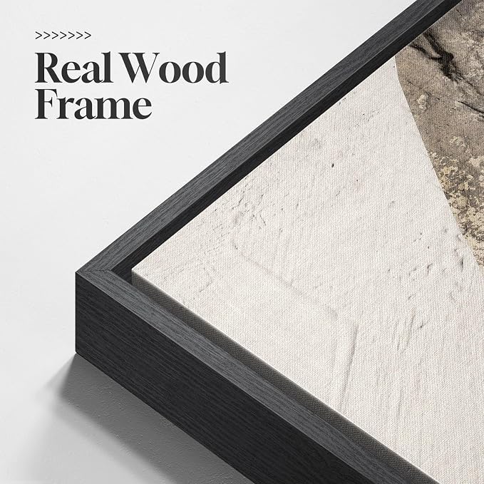 Framed Neutral Abstract Wall Art, Minimalist Black and Beige Pictures - Image 5