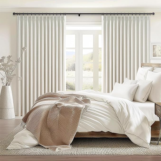 96 inch Long Natural Pinch Pleated 100% Blackout Curtains, Luxury Linen Curtains - Image 6