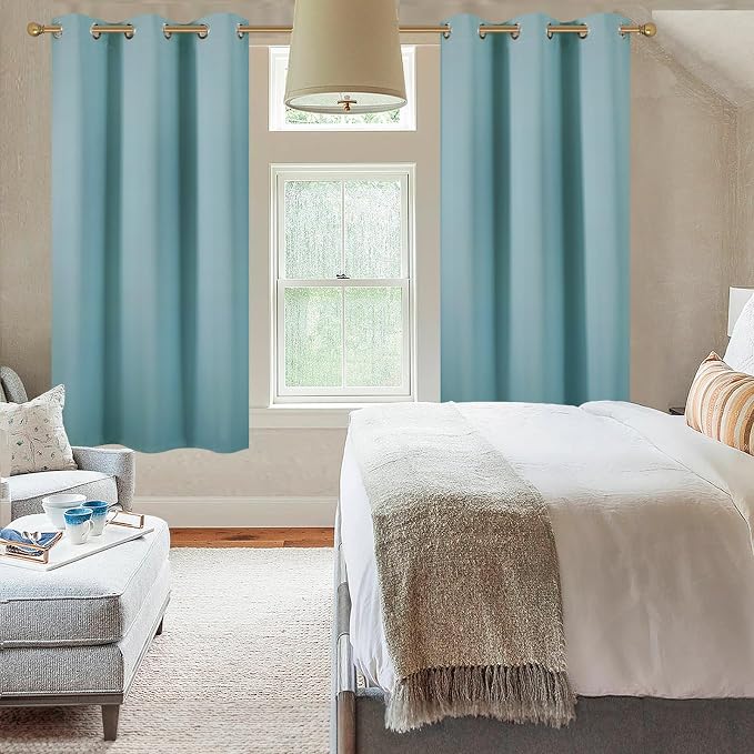Diraysid Stone Blue Grommet Blackout Curtains - Image 8