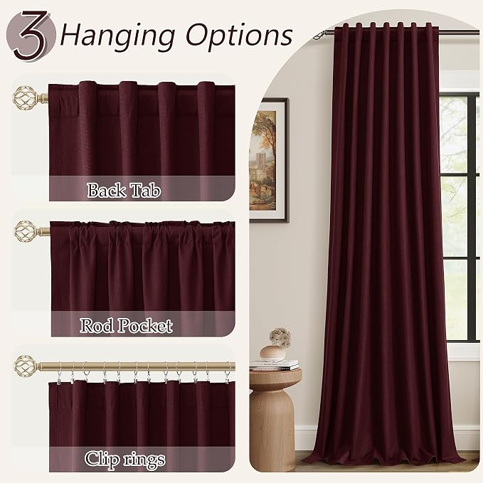 100% Blackout Curtains 108 Inch Length 2 Panels Set - Image 6