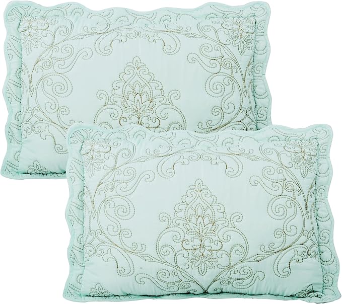 Home Soft Things Damask 4 Piece Bedspread Set, Scalloped Edge Reversible - Image 3