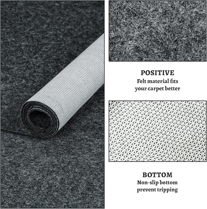 100% Waterproof Rug pad, 4x6 ft Area Rug Non-Slip Rug Pads, 1/4" Thick Carpet Pads for All Floors and finishes, Felt pad for Hardwood Floors, Keep Carpets in Place Soft and Secure